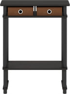 Turn-N-Tube Tall-Wide Hallway Console Table with Bin, Espresso/Brown