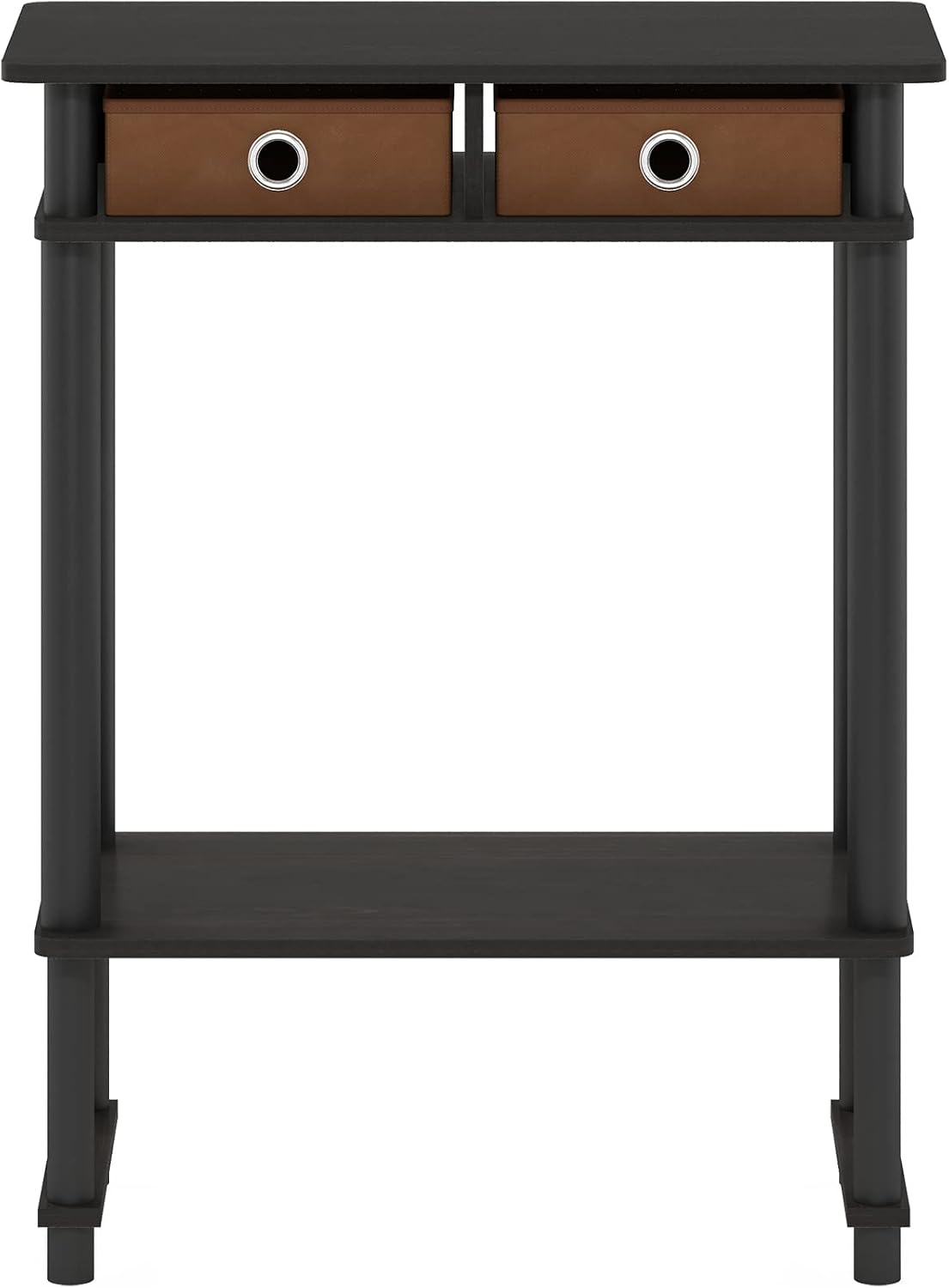 Turn-N-Tube Tall-Wide Hallway Console Table with Bin, Espresso/Brown