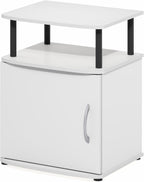 Jaya 2-Tier Side Table, White Closed Storage End Table, Night Stand, Bedside Table for Living Room, Bedroom, Home Office, Plain White/Black