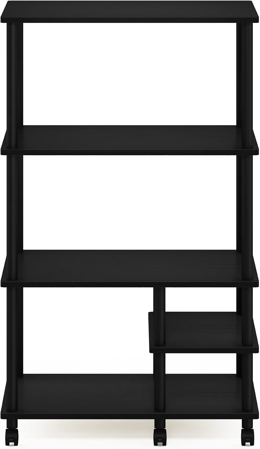 Turn-N-Tube 4-Tier Toolless Kitchen Storage Shelf Cart, Americano/Black