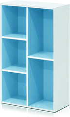 LUDER 5-Cube Book Shelf, Kids Bookshelf, Toy Storage, White/Blue
