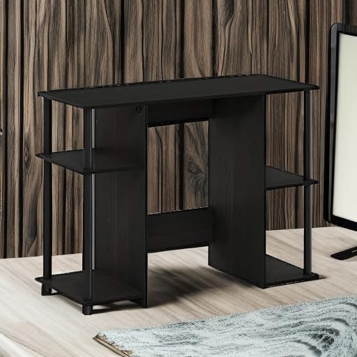 JAYA Desk, 38.4" Wide Gaming Desk, Computer Study Desk, Office Desk with Side Shelves, Open Storage, for Home Office, Bedroom, Dorm, Study Room, Espresso