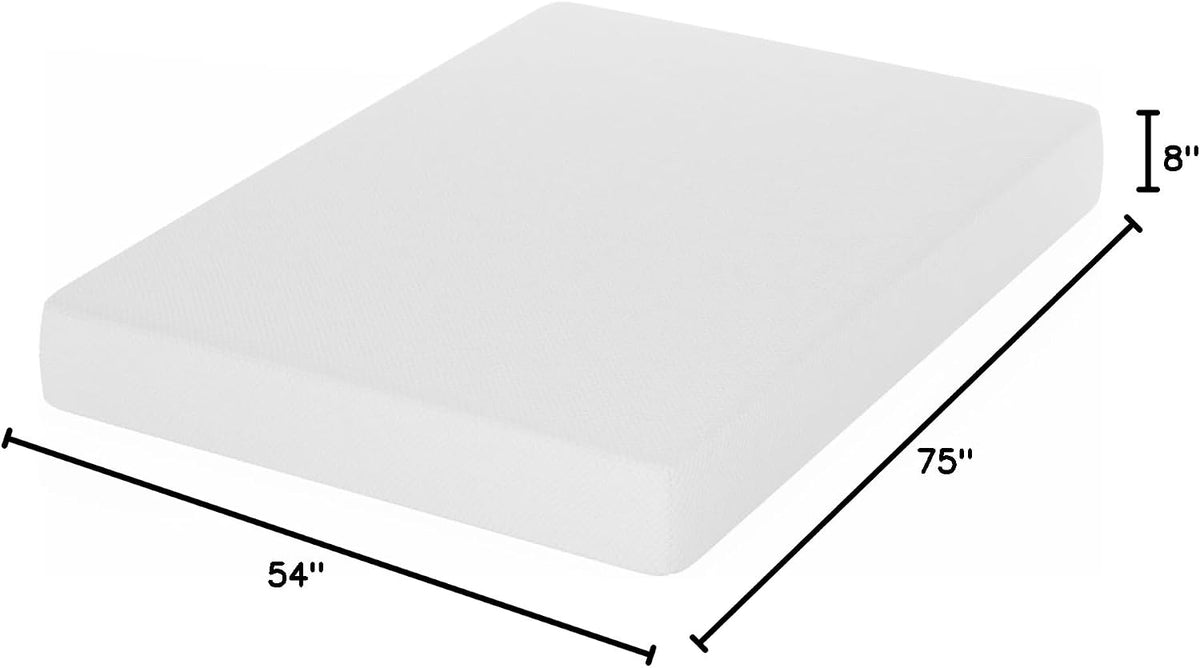 Tidur Cooling Gel Memory Foam Mattress, 8 Inch, Full, White