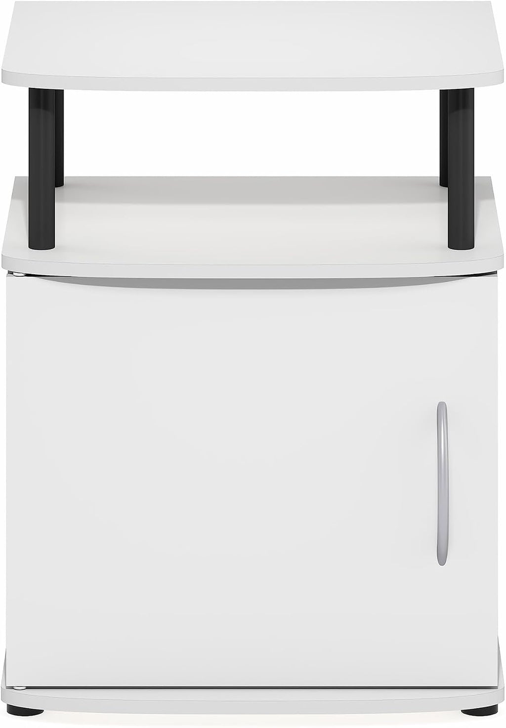 Jaya 2-Tier Side Table, White Closed Storage End Table, Night Stand, Bedside Table for Living Room, Bedroom, Home Office, Plain White/Black