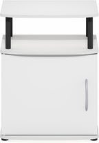 Jaya 2-Tier Side Table, White Closed Storage End Table, Night Stand, Bedside Table for Living Room, Bedroom, Home Office, Plain White/Black