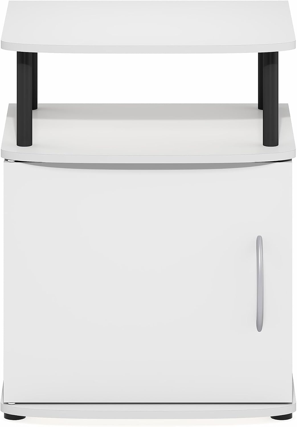 Jaya 2-Tier Side Table, White Closed Storage End Table, Night Stand, Bedside Table for Living Room, Bedroom, Home Office, Plain White/Black