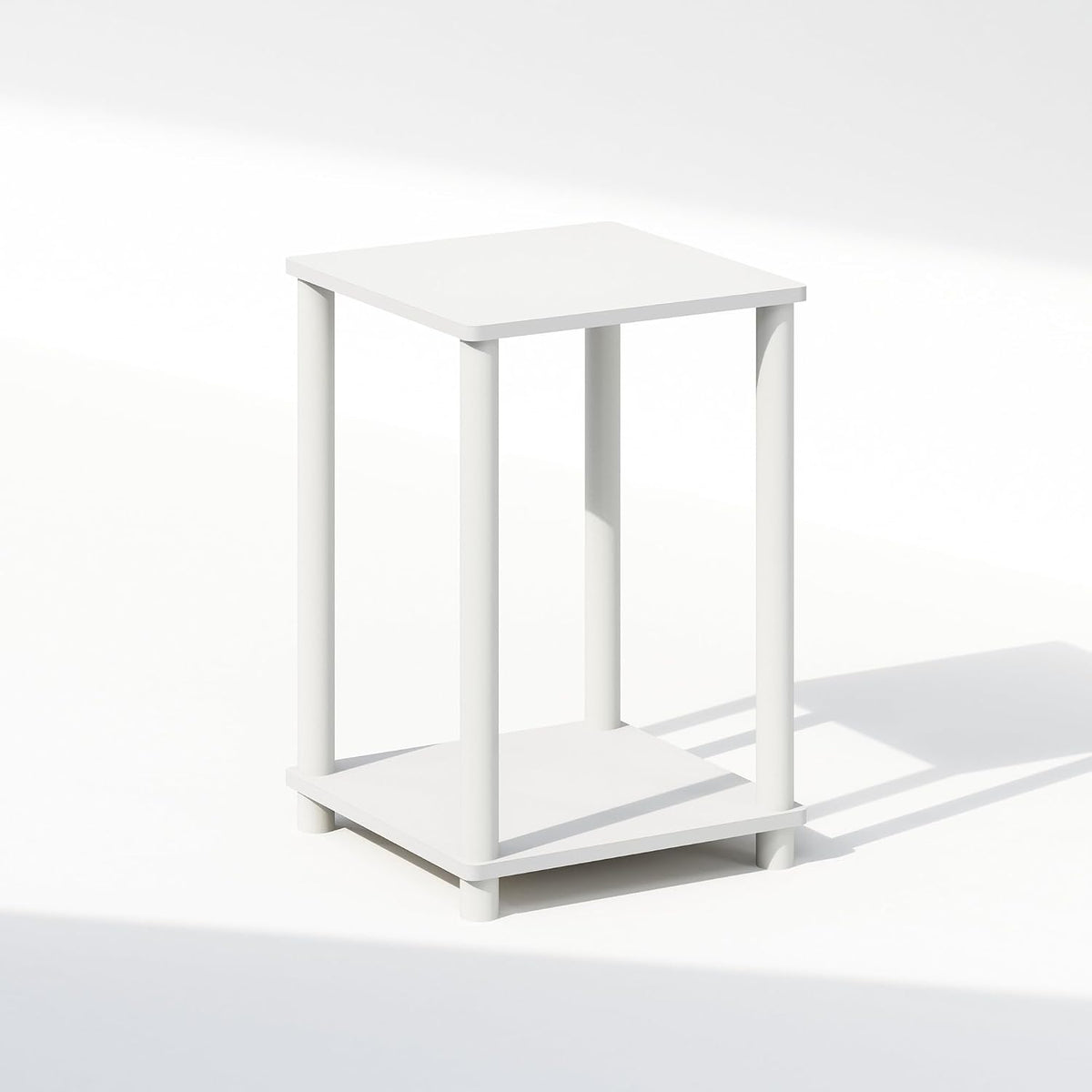 Turn-N-Tube Toolless 2-Tier Open Shelf Night Stand, White