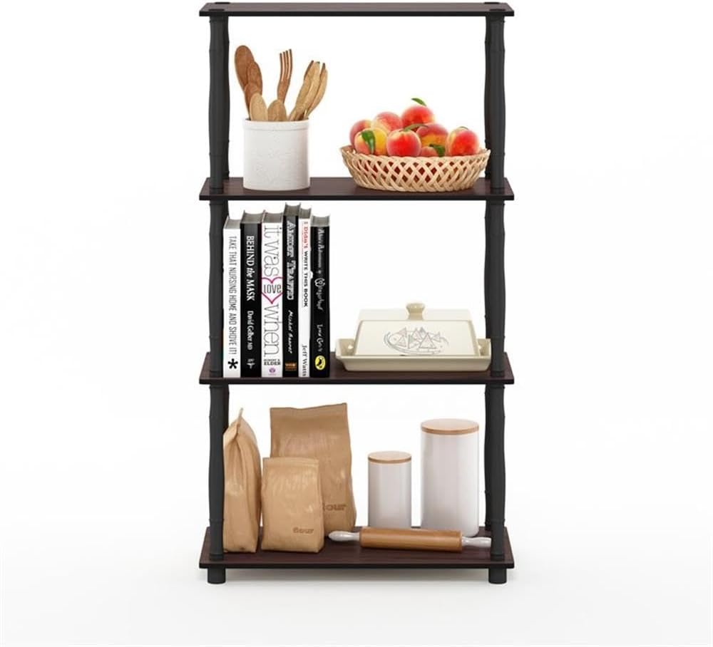 Turn-N-Tube 4-Tier Multipurpose Shelf Display Rack, Classic Tubes, Dark Cherry/Black