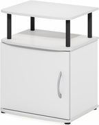 Jaya Side Table, 2-Tier Open Shelf End Table with Door Cabinet, Soft-Edges Night Stand, Bedside Table, for Living Room, Bedroom, White
