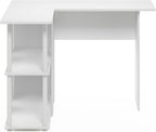 Abbott L-Shape Desk with Bookshelf, 41.14 (W) x 28.94 (H) x 34.45 (D) inches, White/White
