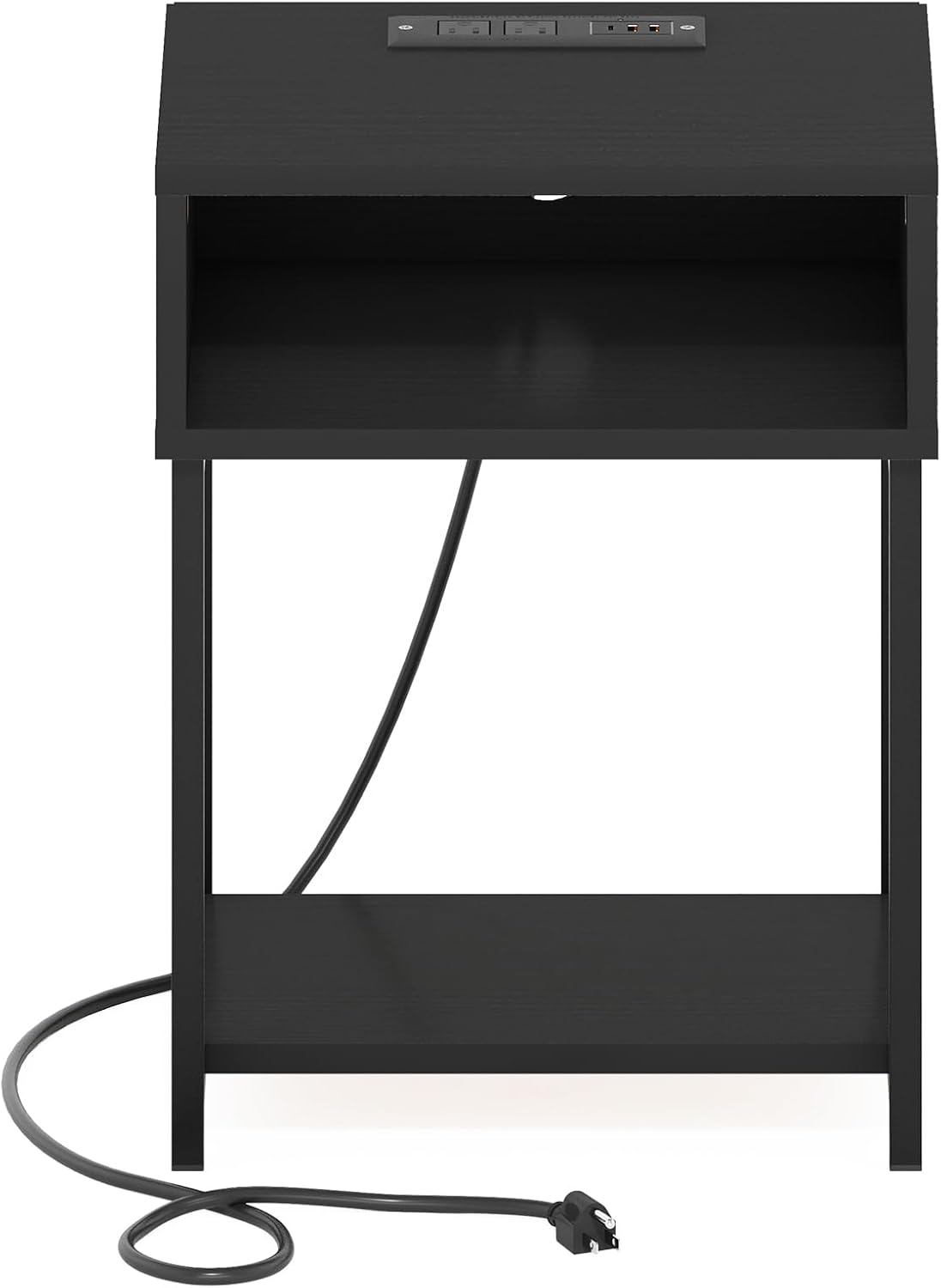 Moretti 3-Tier Night Stand with Charging Station, Americano