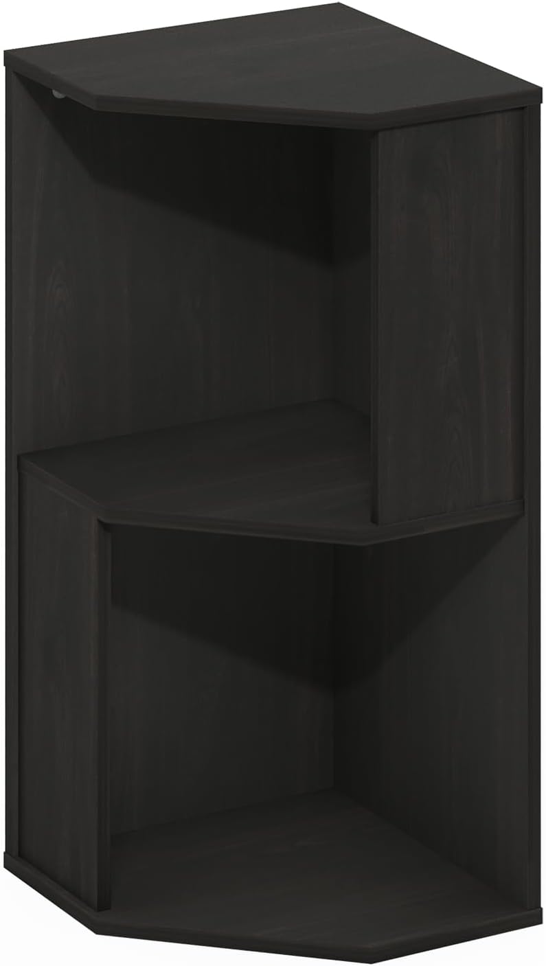 ECON Corner Shelf, 2-Tier Corner Book Shelf, Standing Storage Shelves, Cube Display Rack, Bookshelf, for Organization and Storage, Living Room, Home Office, Dark Espresso