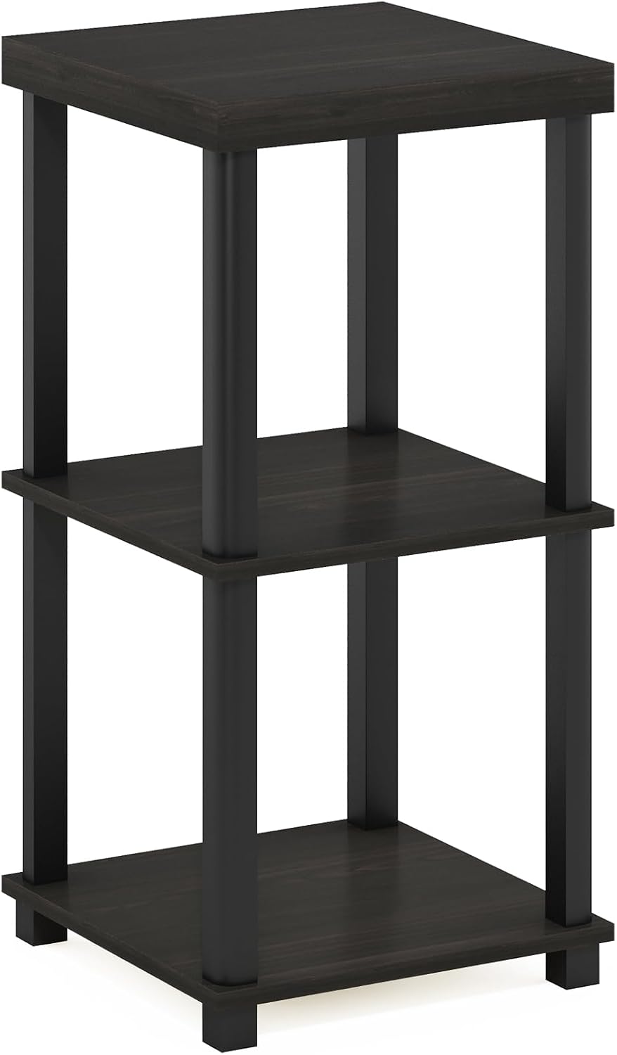 Turn-N-Tube Toolless 3-Tier Side Table, Thick Tabletop, Espresso