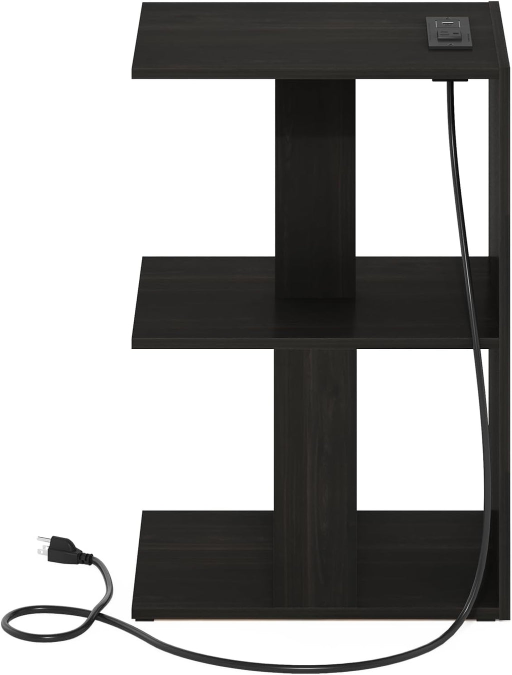 BOYATE 2-Tier Night Stand with Charging Station, Espresso
