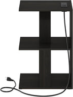 BOYATE 2-Tier Night Stand with Charging Station, Espresso