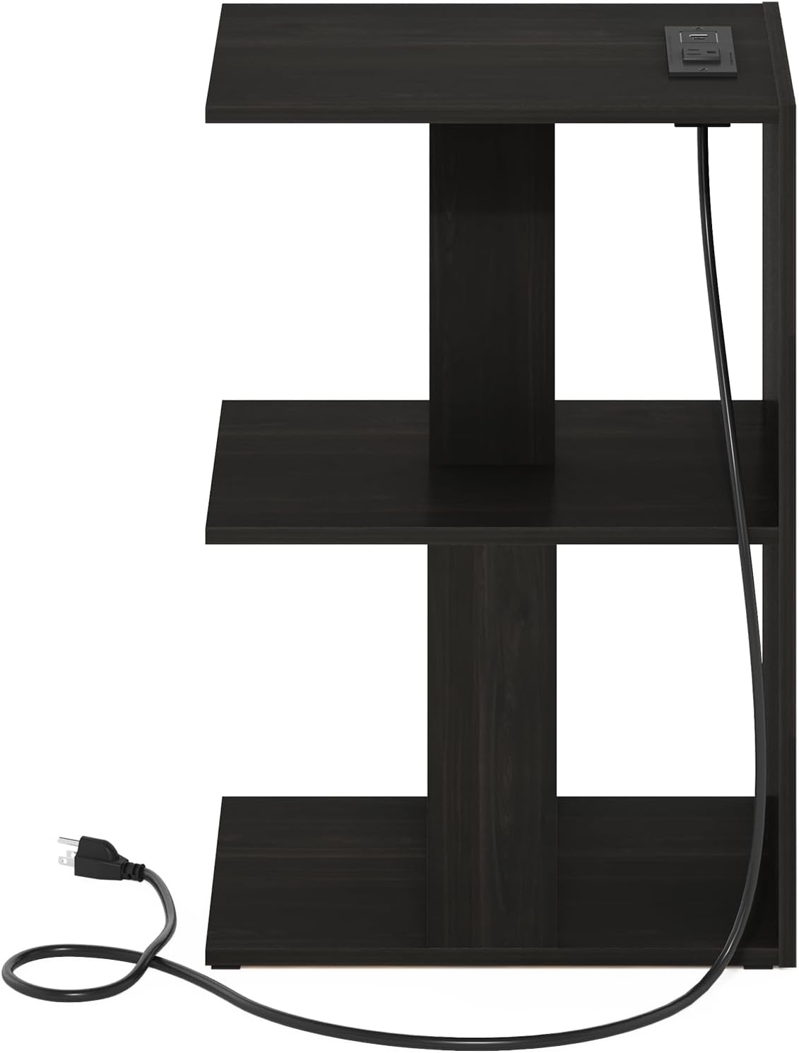 BOYATE 2-Tier Night Stand with Charging Station, Espresso
