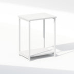 Simplistic Night Stand, 2-Tier Open Shelf Design Nightstand with Metal Frame, Bedside Table, End Table, Side Table, for Bedroom, Closet, White
