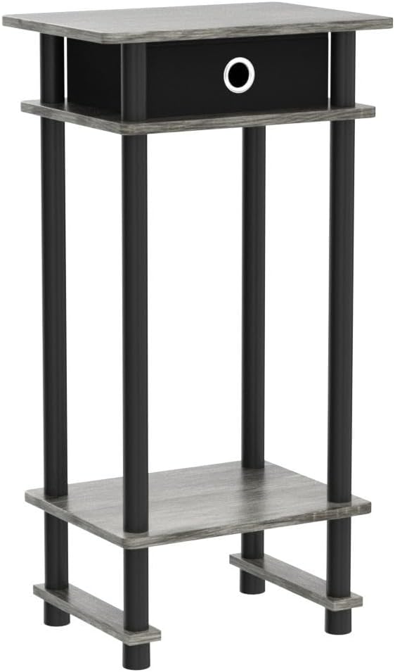 Turn-N-Tube Set of 2 Toolless 3-Tier Side Table, French Oak