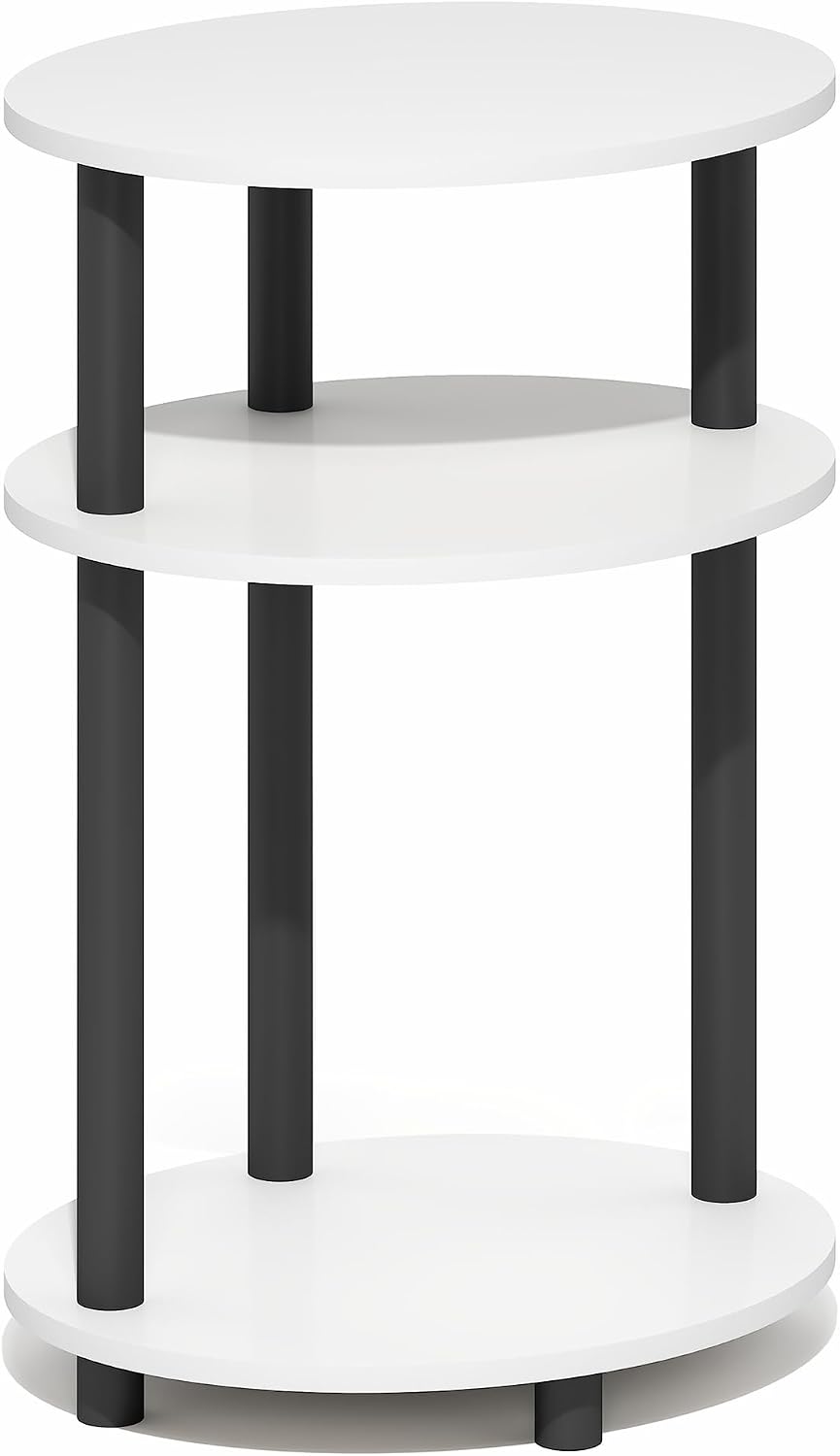 Turn-N-Tube Toolless 3-Tier Oval Side Table, White