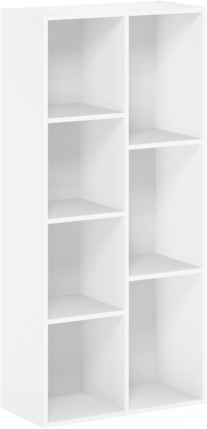 LUDER 7-Cube Book Shelf, Kids Bookshelf, Toy Storage, White
