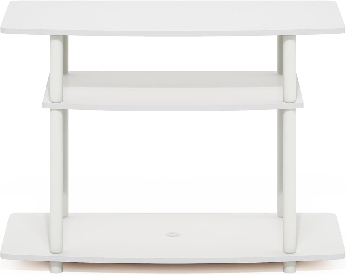 Turn-N-Tube TV Stand, 3-Tier No Tools Entertainment Center, TV Console for TV up to 32 Inch, for Living Room, Bedroom, White