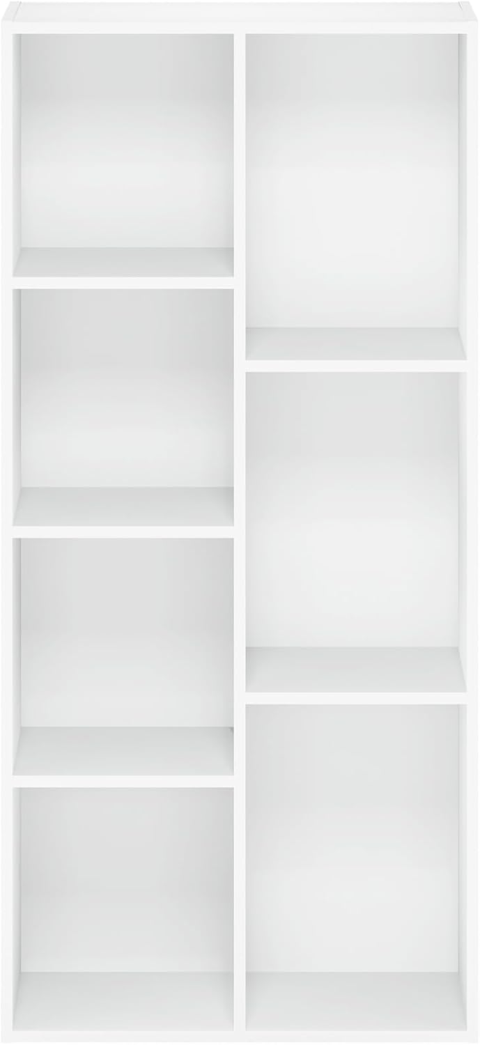 LUDER 7-Cube Book Shelf, Kids Bookshelf, Toy Storage, White