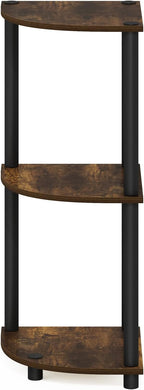 TURN-N-TUBE Corner Shelf, 3-Tier Corner Bookshelf, Display Storage Shelves with Open Shelves, for Organization and Storage, Living Room, Home Office, Garage, Amber Pine