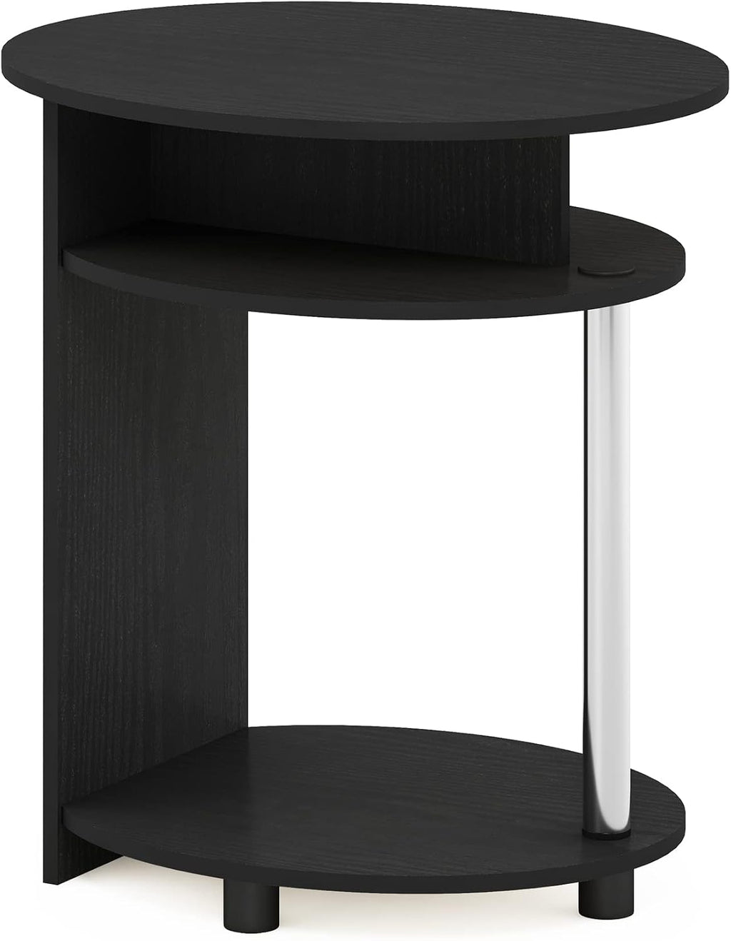 JAYA Simple Design Oval End Table with Bin, Americano/Chrome
