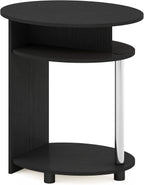 JAYA Simple Design Oval End Table with Bin, Americano/Chrome