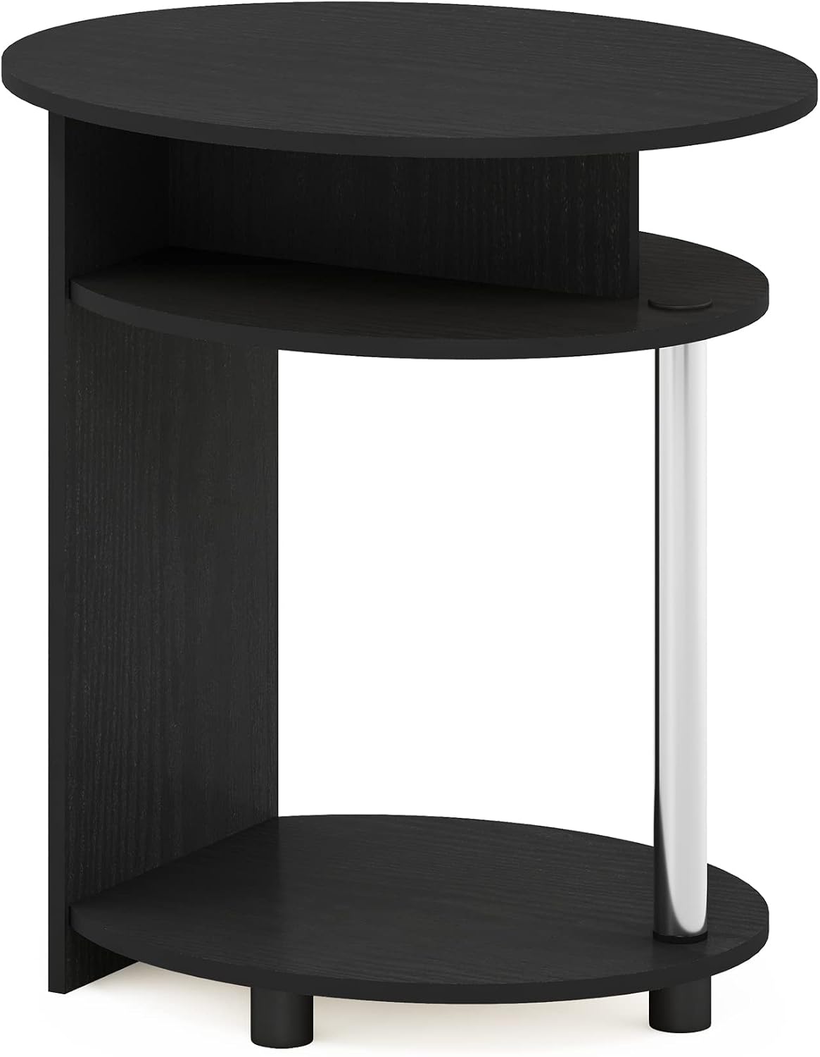 JAYA Simple Design Oval End Table with Bin, Americano/Chrome