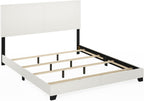 PESSAC PU Leather Upholstery Bed Frame, Cal King Size, White