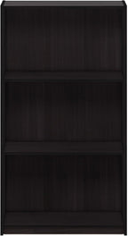 Basic 3-Tier Book Shelf with Open Shelves, Dark Walnut