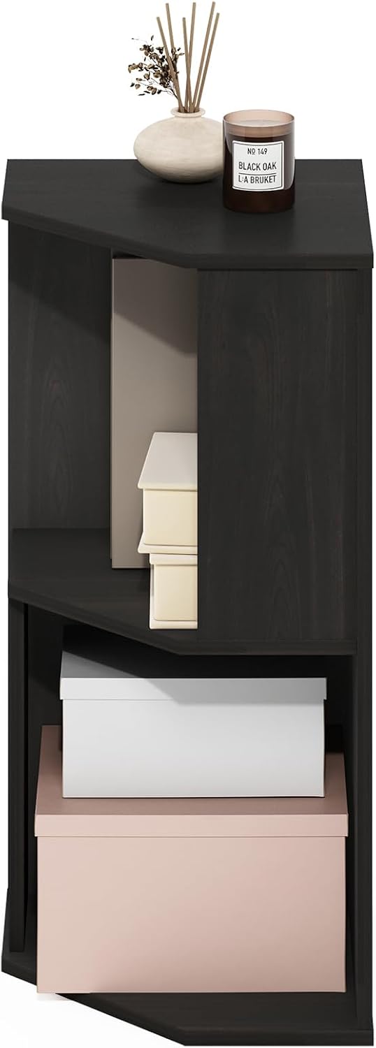 ECON Corner Shelf, 2-Tier Corner Book Shelf, Standing Storage Shelves, Cube Display Rack, Bookshelf, for Organization and Storage, Living Room, Home Office, Espresso