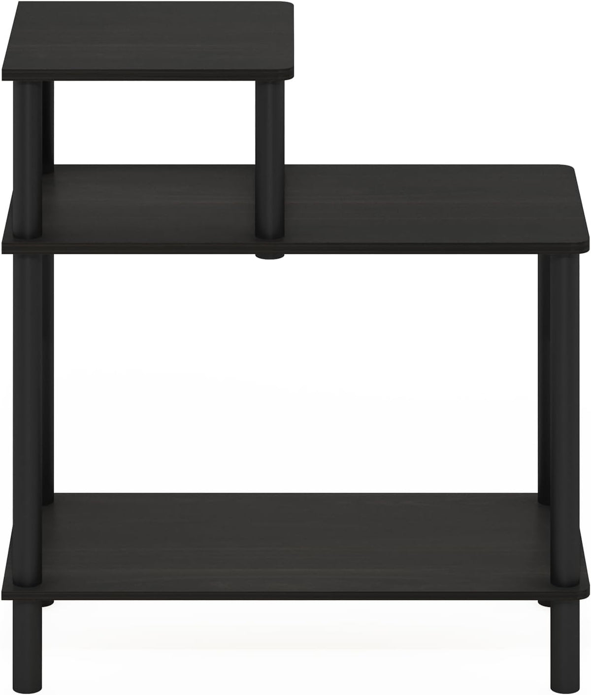 Turn-N-Tube Side Table, 3-Tier Rectangle Sofa End Table with Open Shelf, Toolless Assembly Night Stand, Bedside Table, for Living Room, Bedroom, Espresso