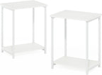 Simplistic Side Table Set of 2, 2-Tier Modern Metal Frame End Table with Open Shelf, Night Stand, Bedside Table, Easy Assembly, for Living Room, Bedroom, White