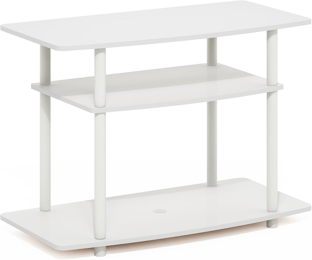 Turn-N-Tube TV Stand, 3-Tier No Tools Entertainment Center, TV Console for TV up to 32 Inch, for Living Room, Bedroom, White