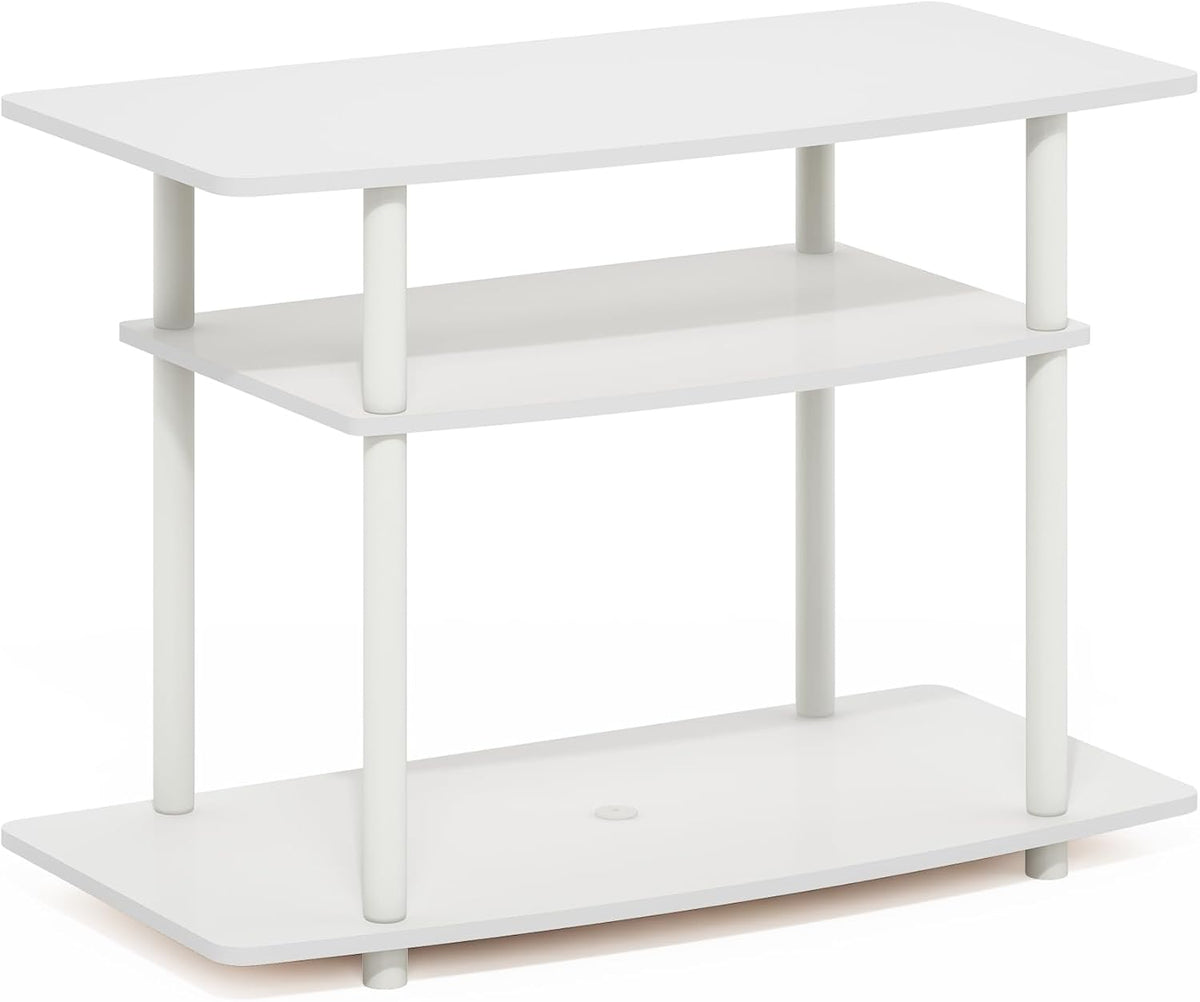 Turn-N-Tube TV Stand, 3-Tier No Tools Entertainment Center, TV Console for TV up to 32 Inch, for Living Room, Bedroom, White