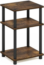 JUST Toolless 3-Tier Side Table, Open Shelf End Table, Amber Pine