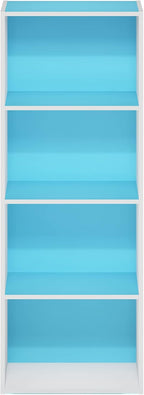 4-Tier Book Shelf, Open Shelves Bookshelf, Light Blue/White