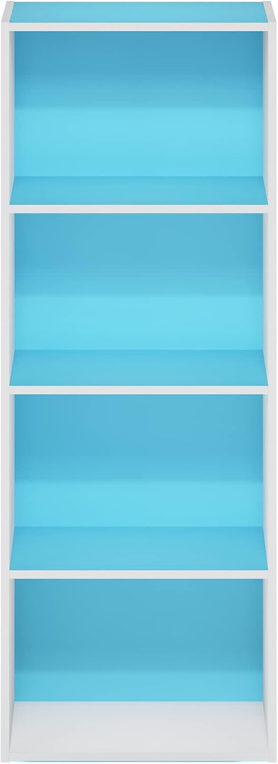 4-Tier Book Shelf, Open Shelves Bookshelf, Light Blue/White
