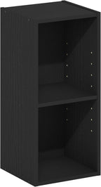 Fulda Book Shelf, 2-Tier Narrow Bookshelf, Bookcase with 10-in Width Storage Shelf, 9.3 x 9.8 x 21.2, for Living Room, Bedroom, Home Office, Darkwood