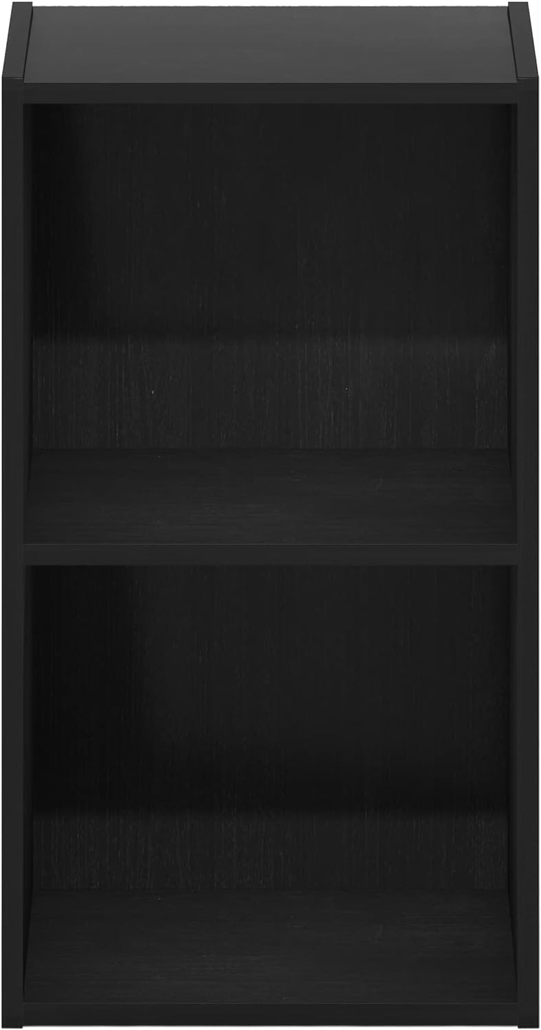PASIR Book Shelf, 2-Tier Modern Bookshelf, Open Shelves Cube Bookcase, 9 x 12 x 21, Easy Assembly, Closed Back, for Living Room, Bedroom, Home Office, Darkwood