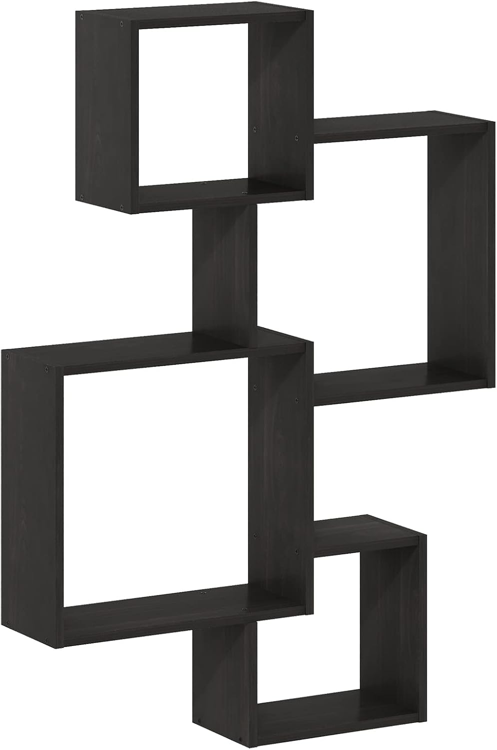 Rossi Interweave Wall Mount Floating Cube Shelf, Set of 4, Espresso