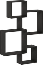 Rossi Interweave Wall Mount Floating Cube Shelf, Set of 4, Espresso