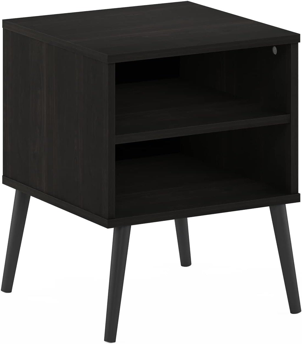 Claude Mid Century Style Nightstand with Wood Legs, 15.55 (D) x 15.55 (W) x 20.16 (H) inches, Espresso