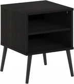 Claude Mid Century Style Nightstand with Wood Legs, 15.55 (D) x 15.55 (W) x 20.16 (H) inches, Espresso