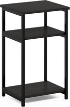 Just Side Table, 3-Tier Metal Frame End Table, Black Espresso