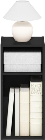 Fulda Book Shelf, 2-Tier Narrow Storage Cabinet, Bookcase with 10-in Width Storage Shelf, 9.3 x 9.8 x 21.2, for Living Room, Bedroom, Home Office, Blackwood
