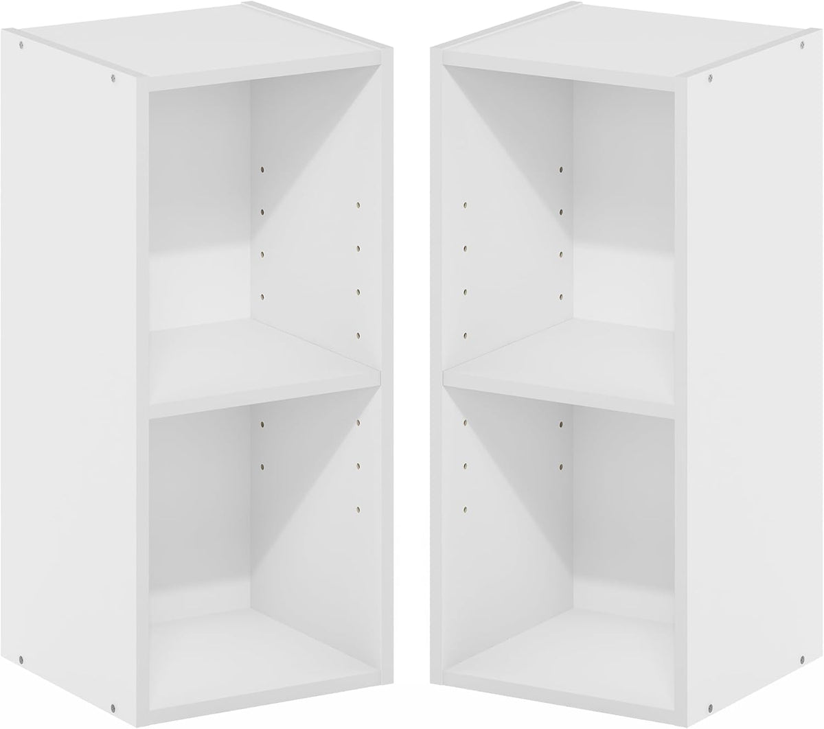 Fulda Book Shelf Set of 2, 2-Tier Narrow Bookshelf, White