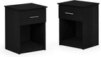 Tidur Set of 2 Modern Night Stand, Nightstand, Americano